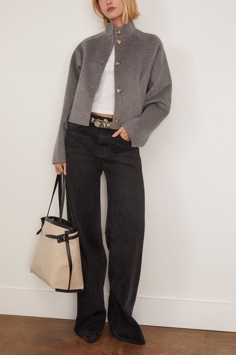 Loulou de Saison Nyma Cropped Jacket in Grey Melange outlook