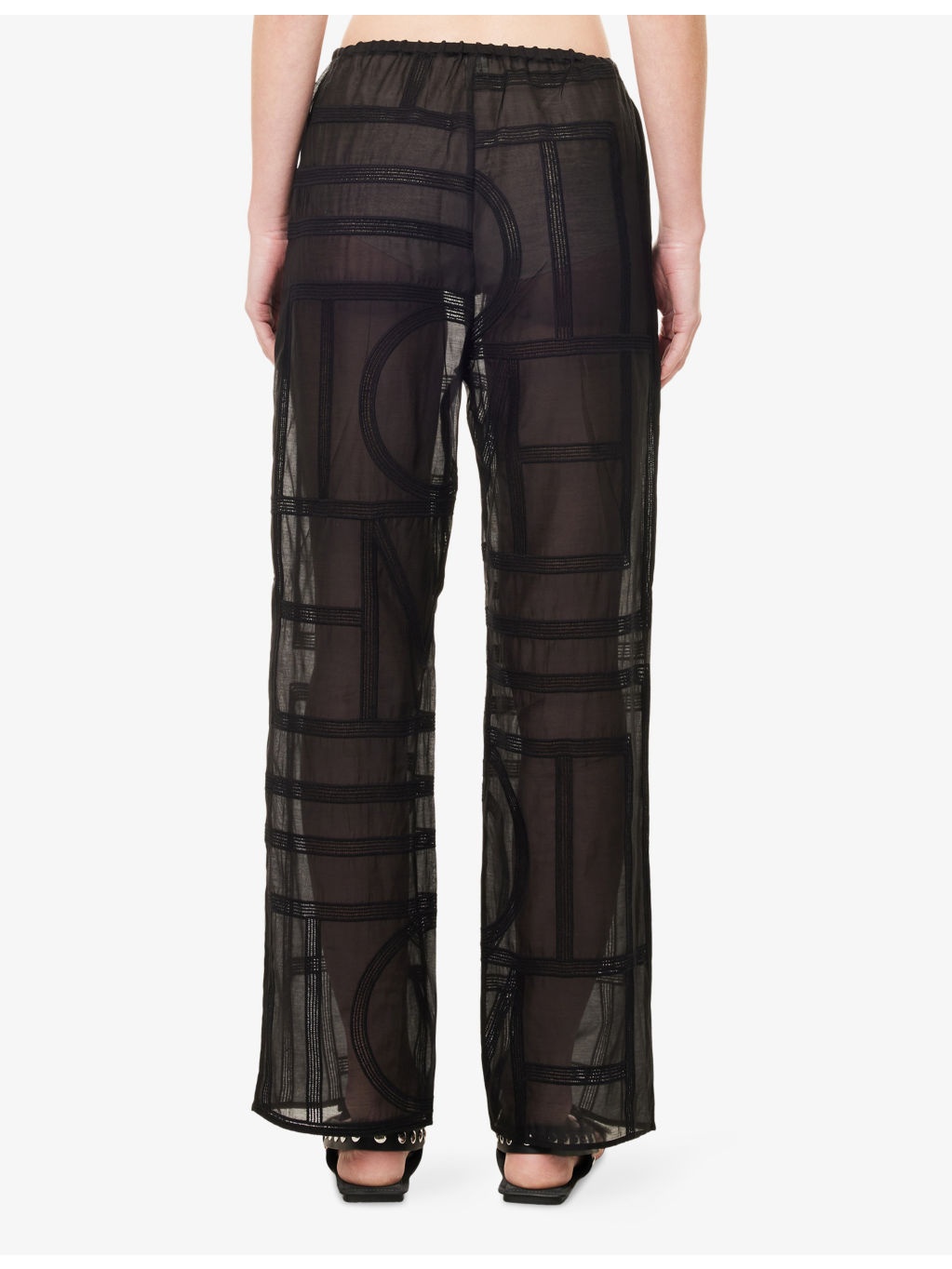 Monogram-Crochet Wide-Leg Cotton And Silk Trousers - 4