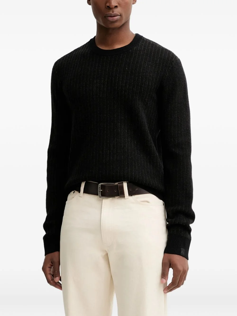textured crew-neck sweater - 1