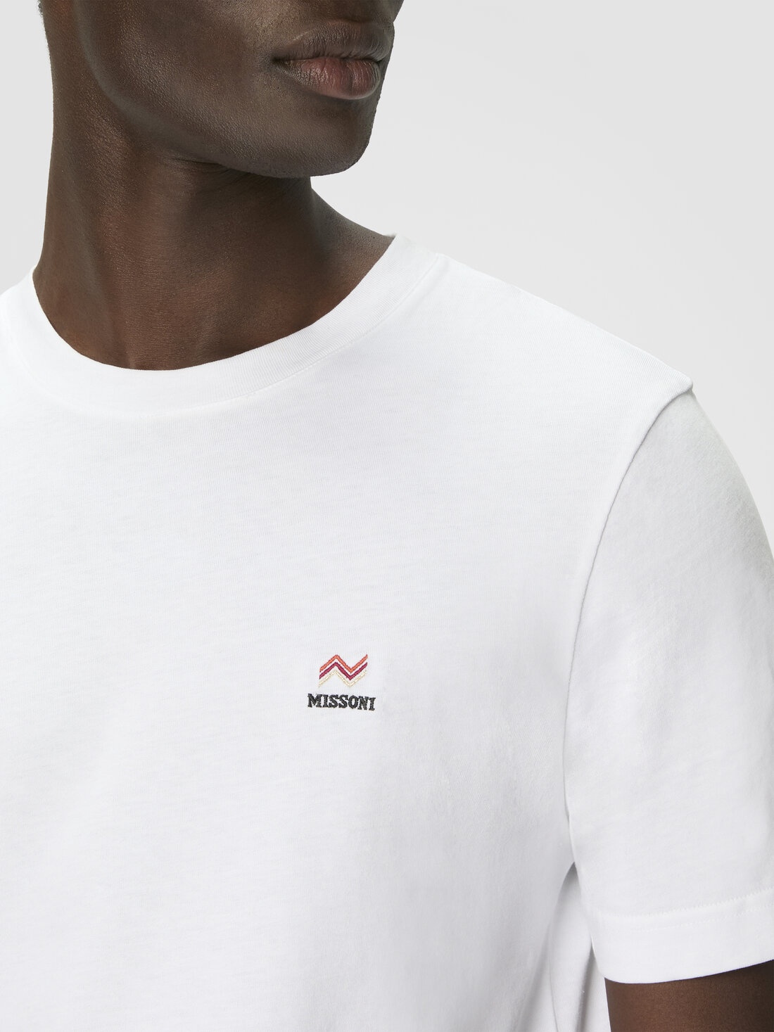 Crew Neck T-Shirt in Cotton with Embroidery and Logo - 5