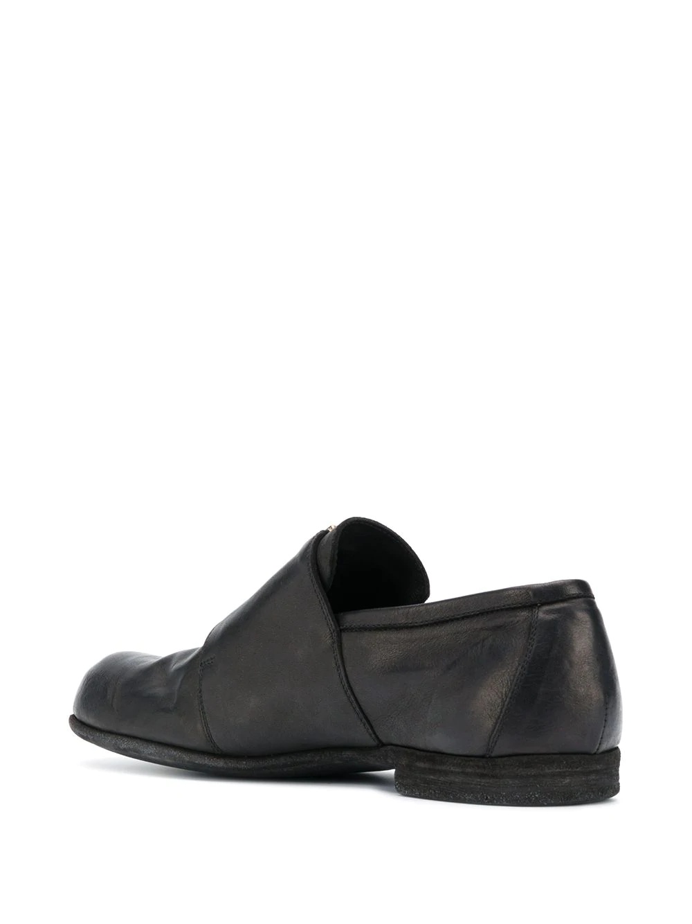 zip-front leather loafers - 3