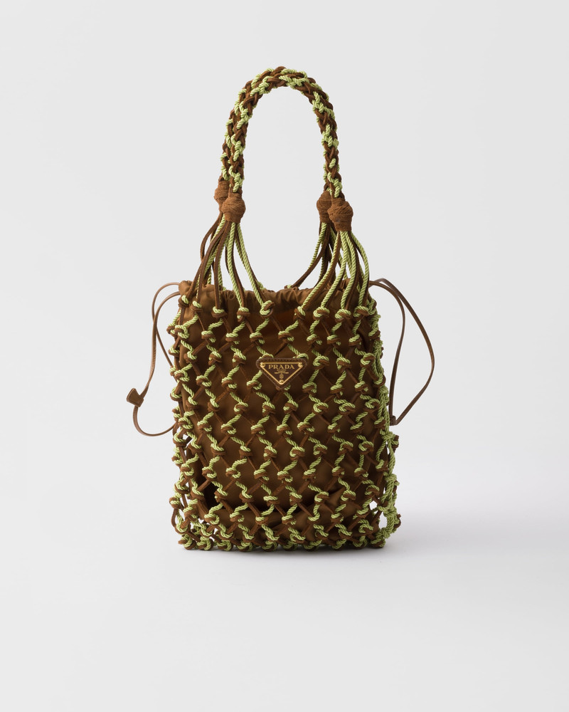 Prada Noué small macramé and suede bag - 1