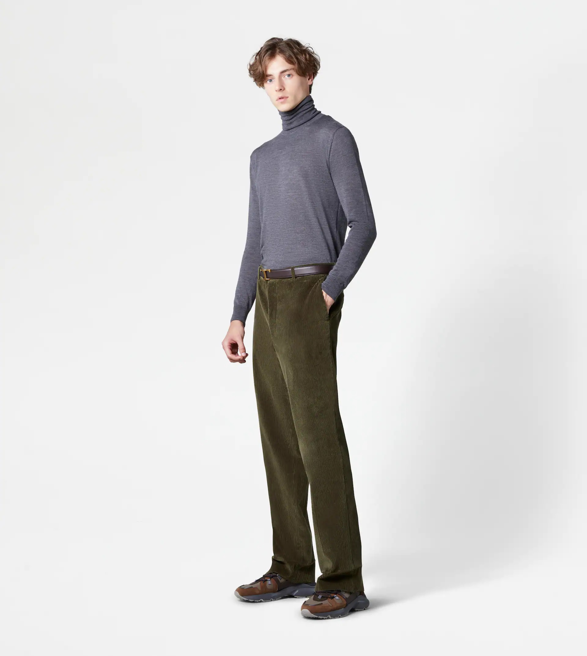 BAGGY TROUSERS IN VELVET - GREEN - 4