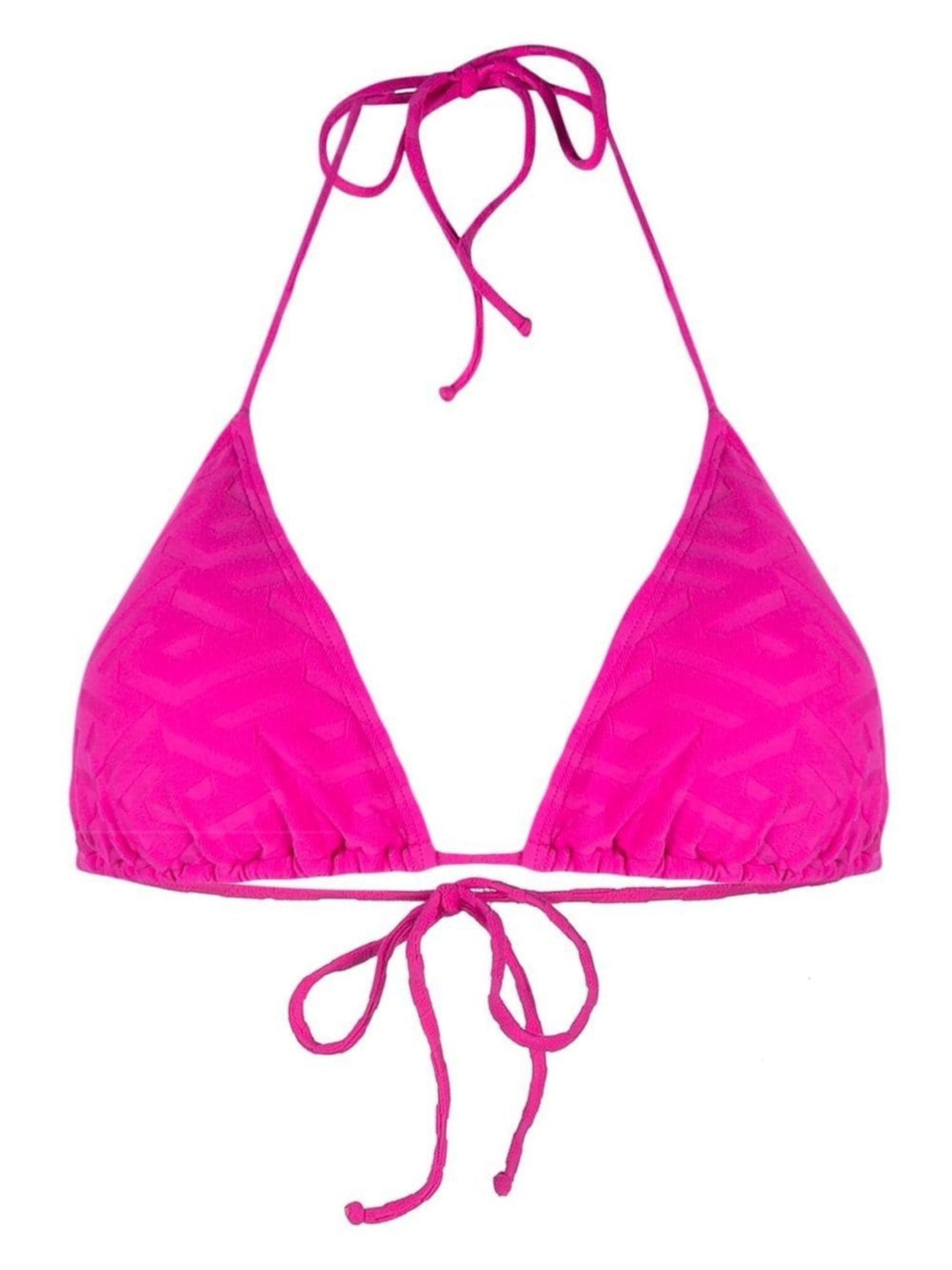 Versace Monogram Triangle Bikini Top In Purple