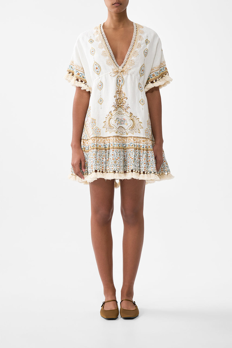 CAMILLA SHORT V NECK EMBROIDERED DRESS outlook
