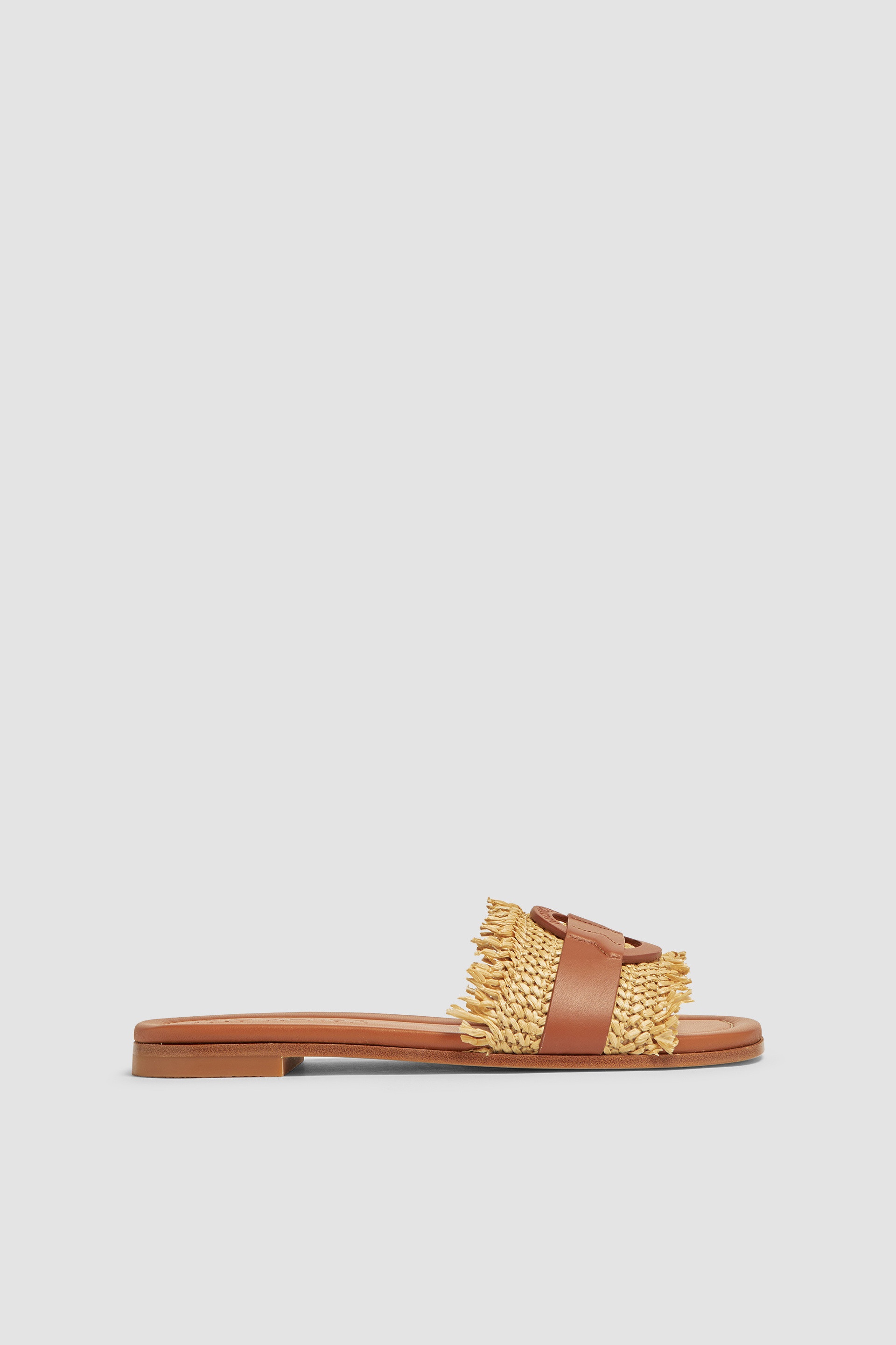 Bell Raffia & Leather Slides - 1