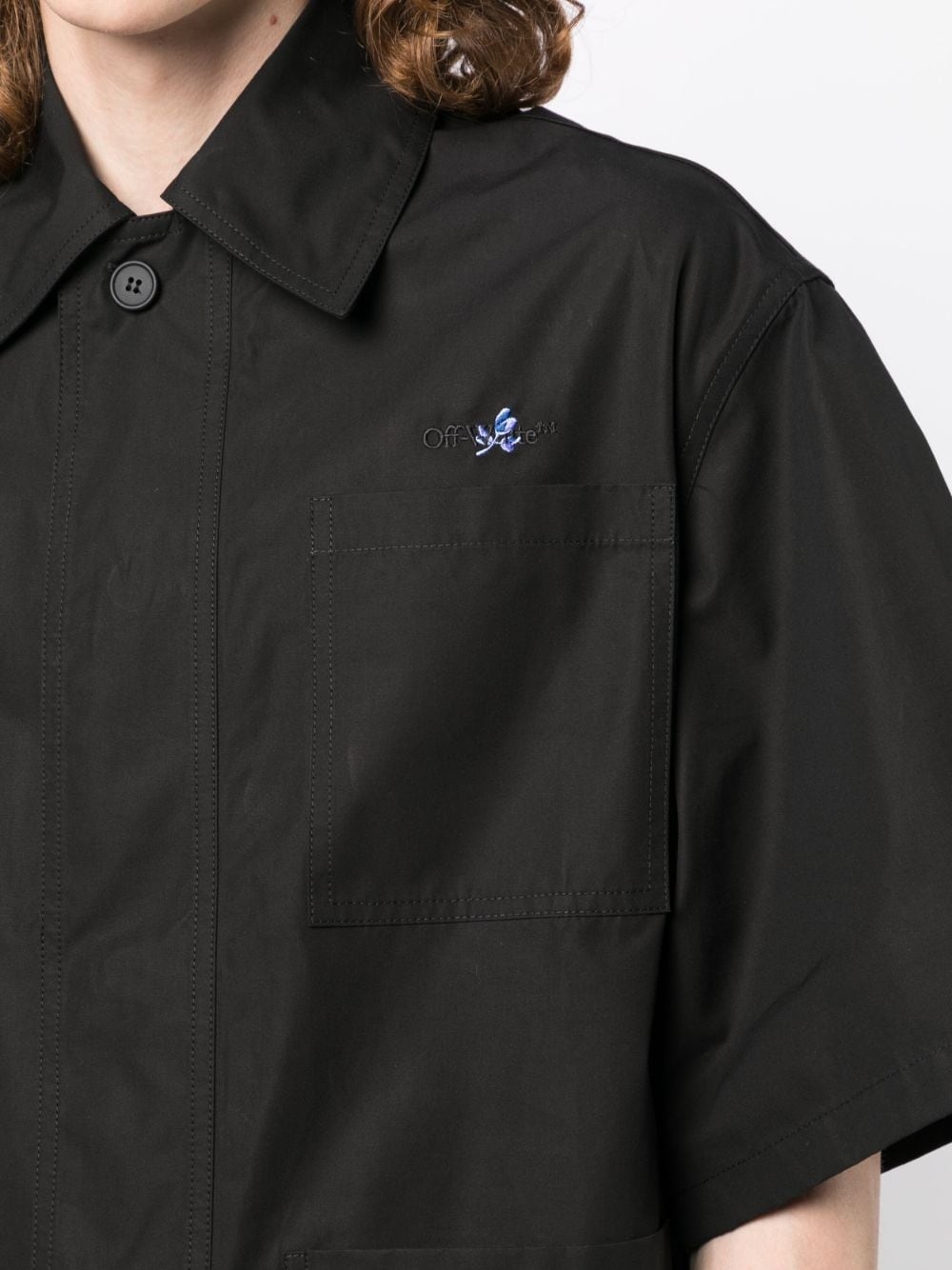 logo-embroidered cotton shirt - 5