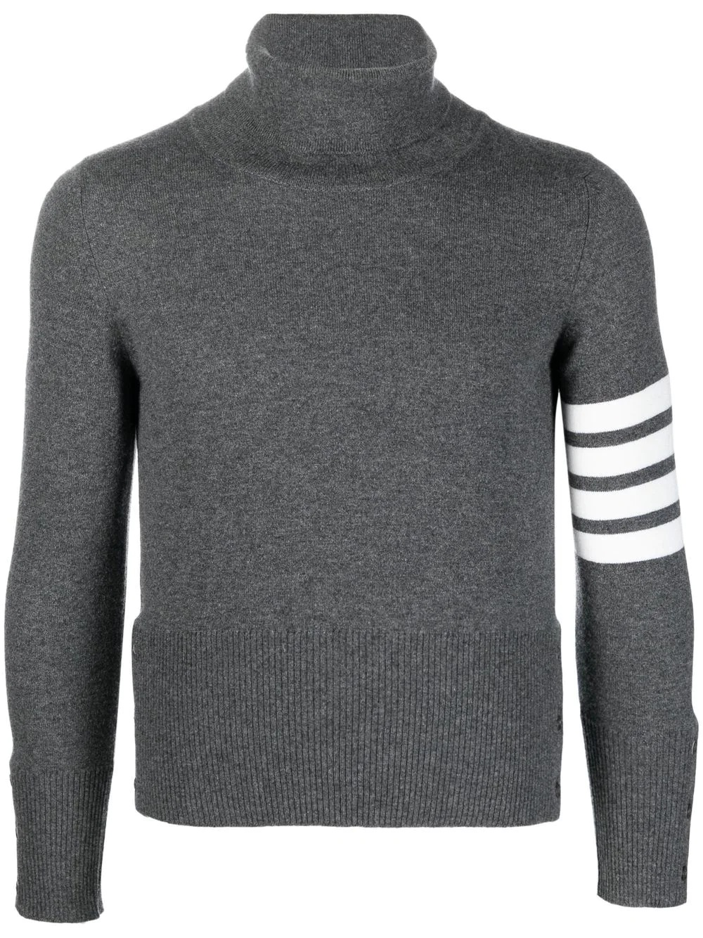 CLASSIC TURTLE NECK PULL OVER WITH WHITE 4-BAR STRIPE IN CASHMERE - 1