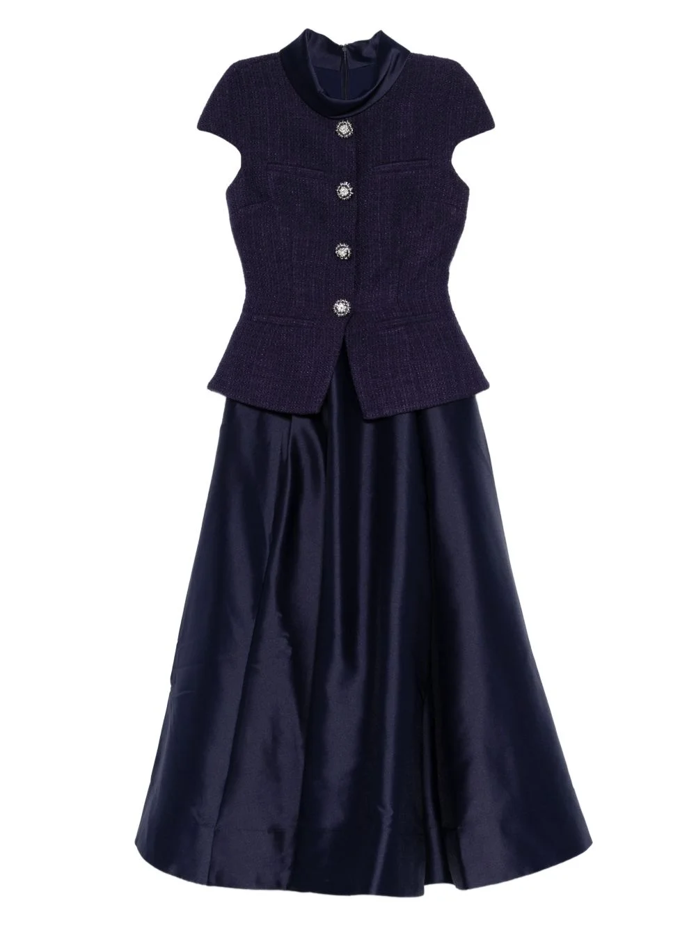 bouclé-effect tailored midi dress - 1