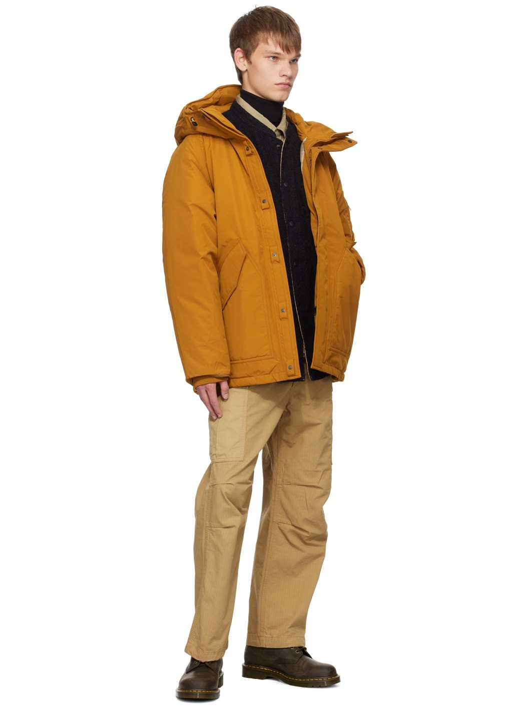 Orange Hooded Down Coat - 4