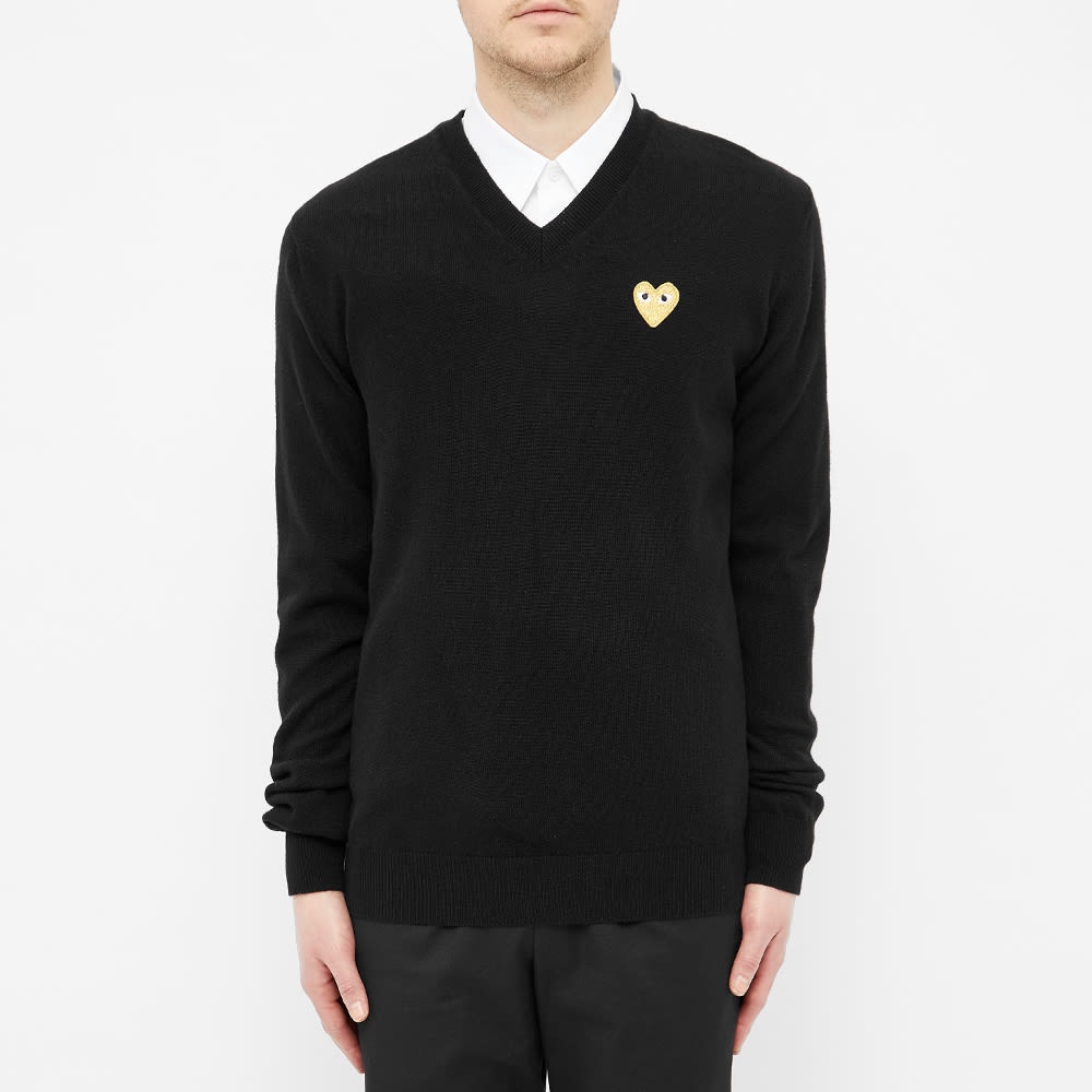 Comme des Garcons Play Gold Heart V-Neck Jumper - 3