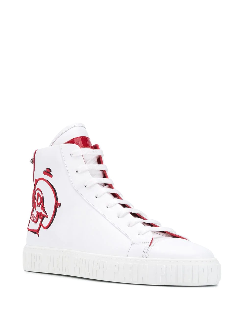 embroidered skull high-top sneakers - 2