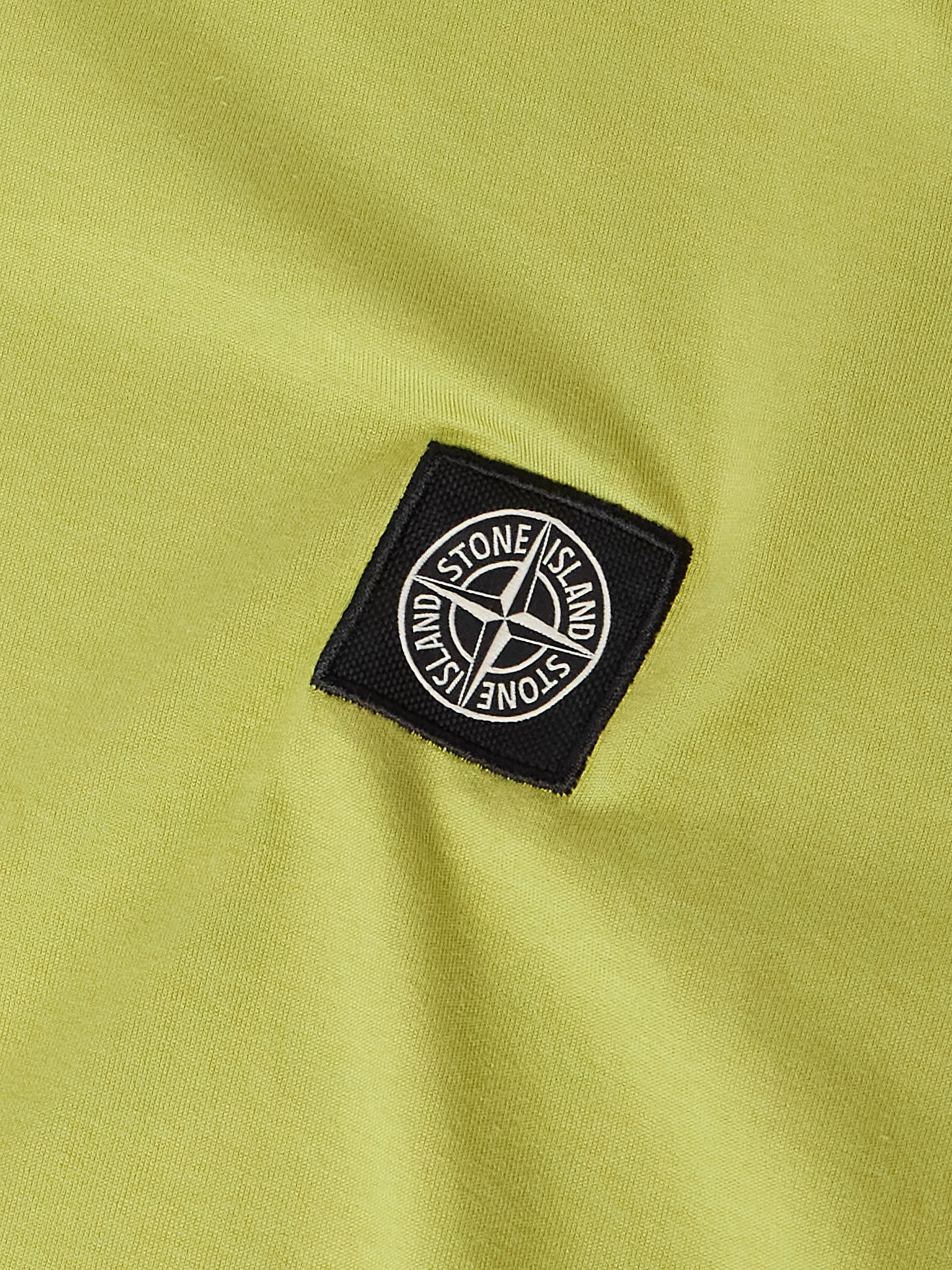 Logo-Appliquéd Garment-Dyed Cotton-Jersey T-Shirt Yellow - 4