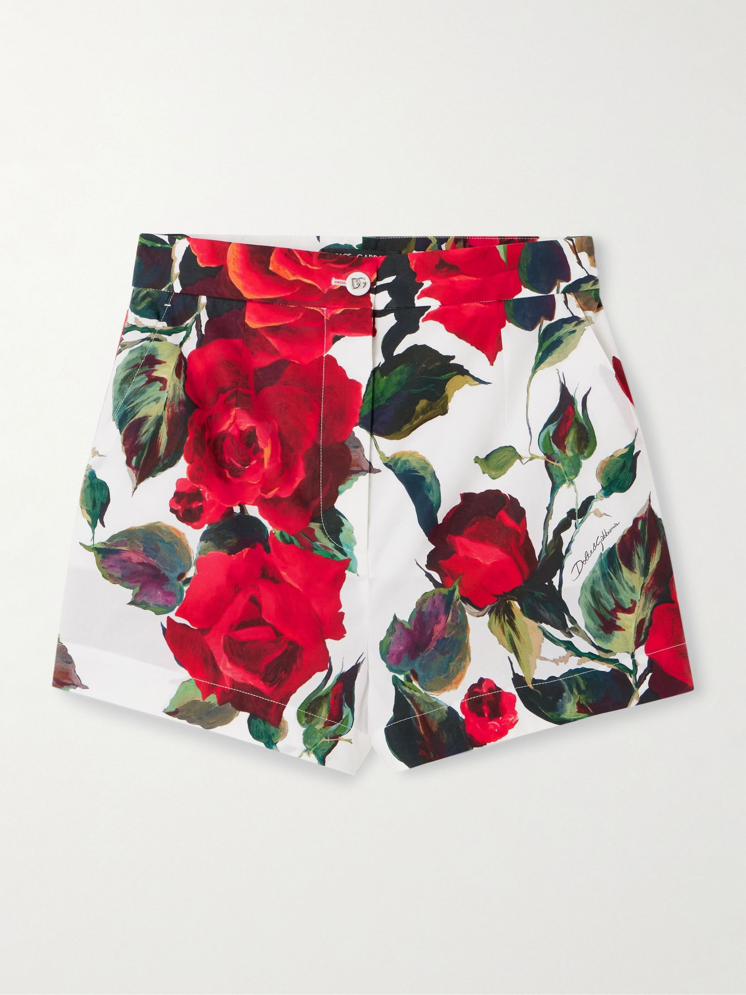 Floral-print cotton-poplin shorts Red - 1