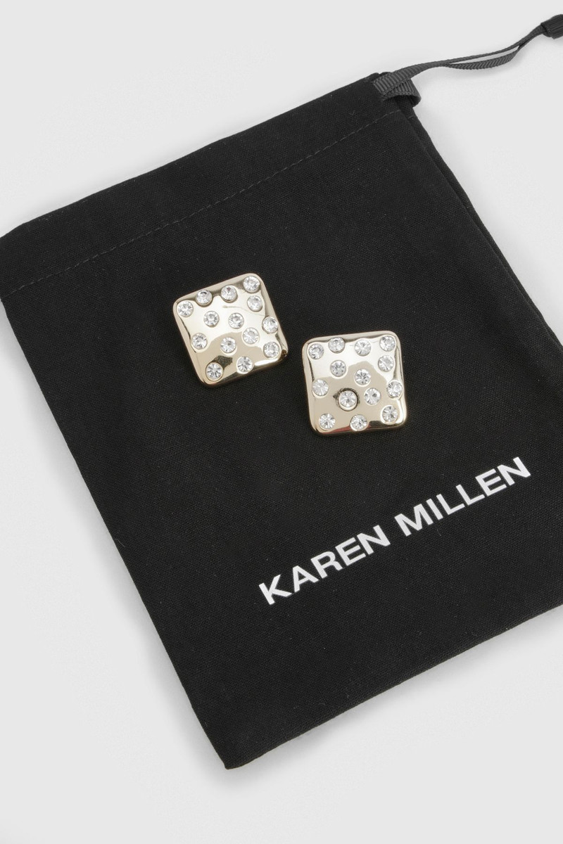 KAREN MILLEN Diamante Sprinkle Square Stud Earrings outlook