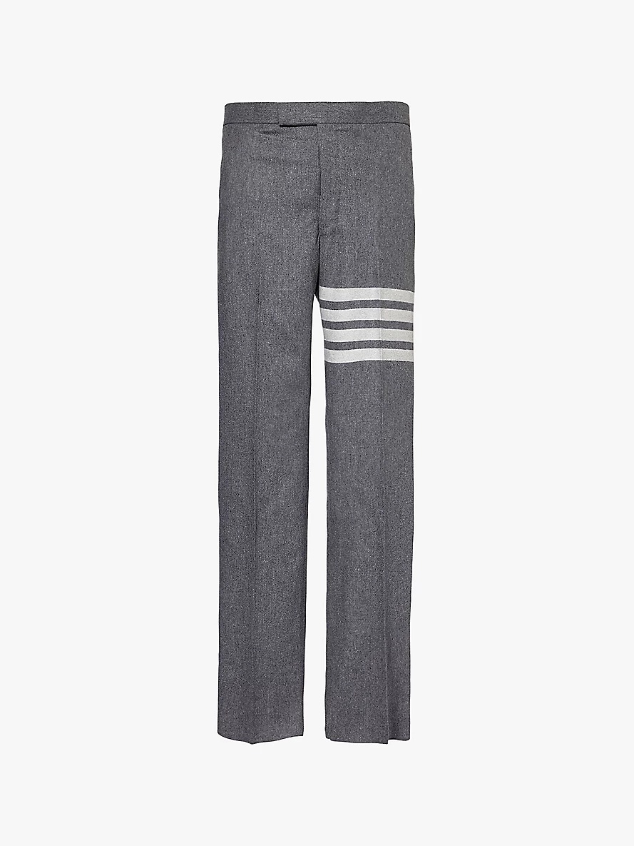 Four-bar straight-leg mid-rise wool-blend trousers - 1