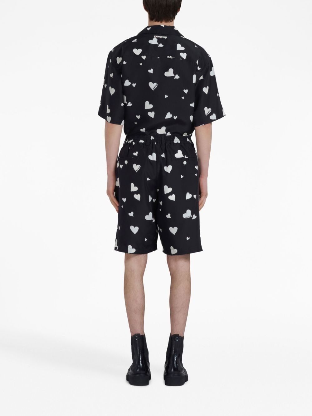 heart-print silk Bermuda shorts - 3