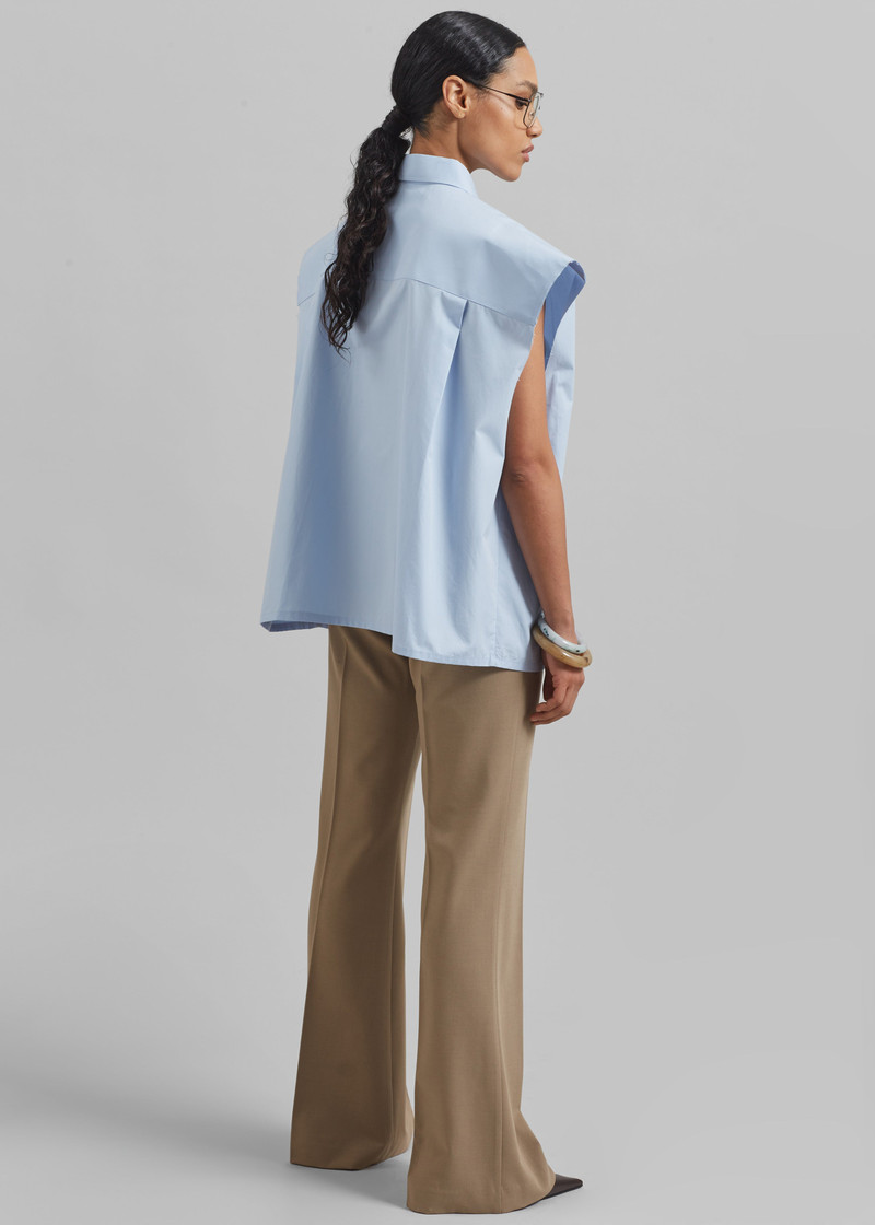 Quenin Sleeveless Button Down Shirt - Light Blue 8