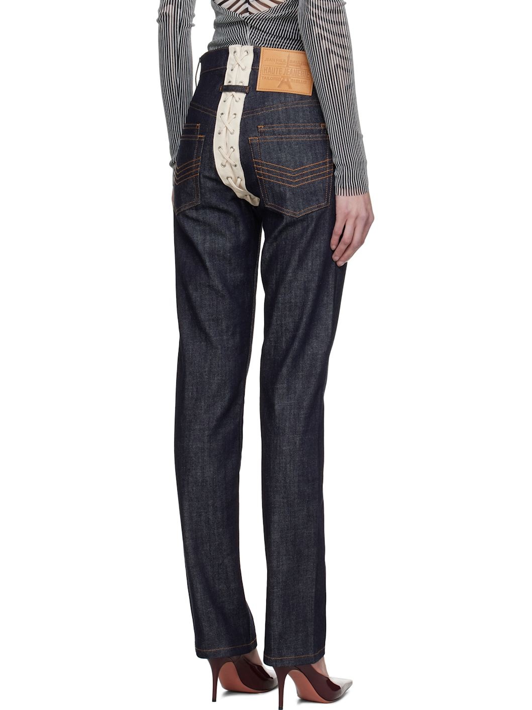 Navy 'The Contrasting Lace-Up Denim' Jeans - 3