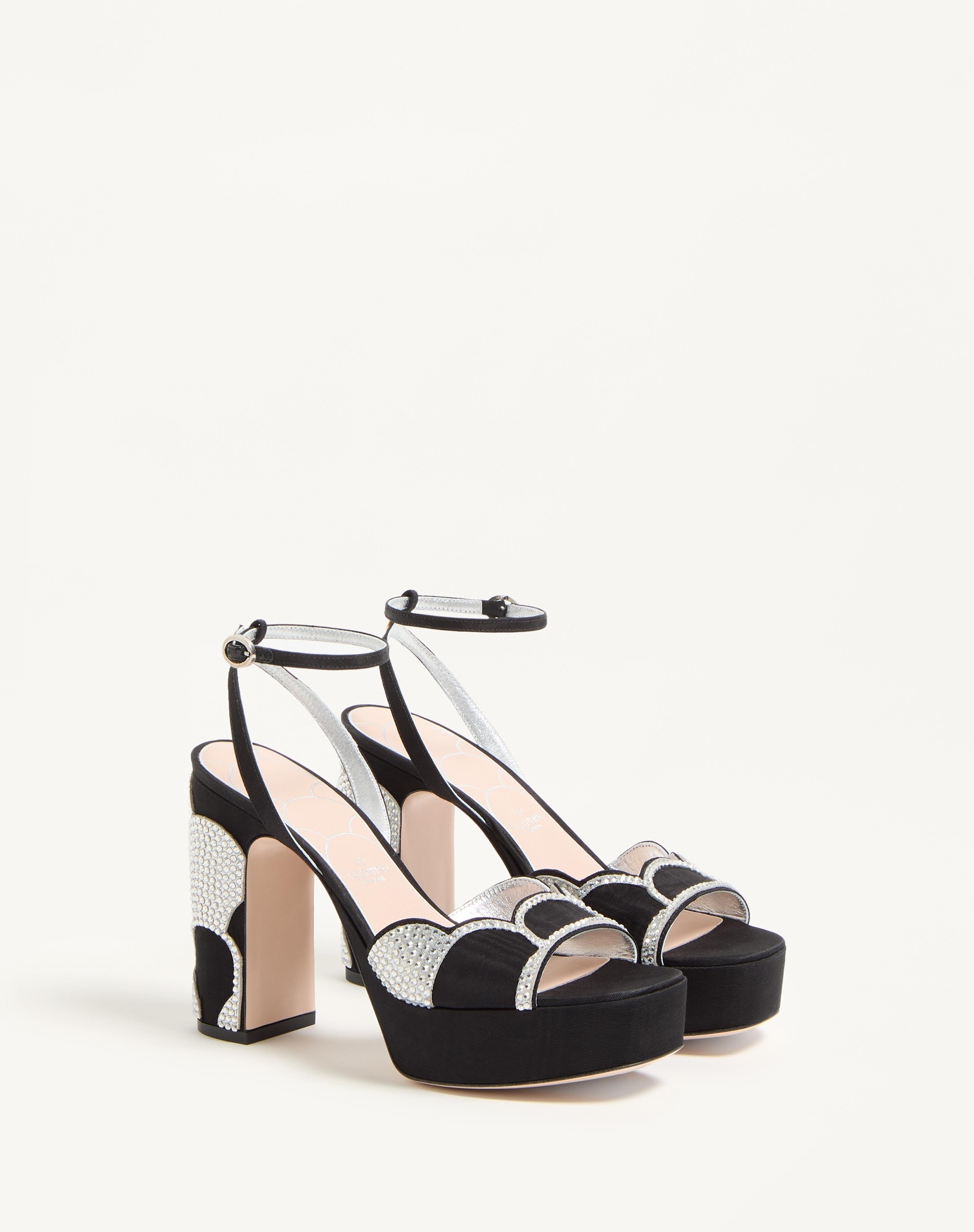 BOWOW PLATFORM SANDAL IN MOIRÉ FABRIC WITH CRYSTALS 115MM - 3