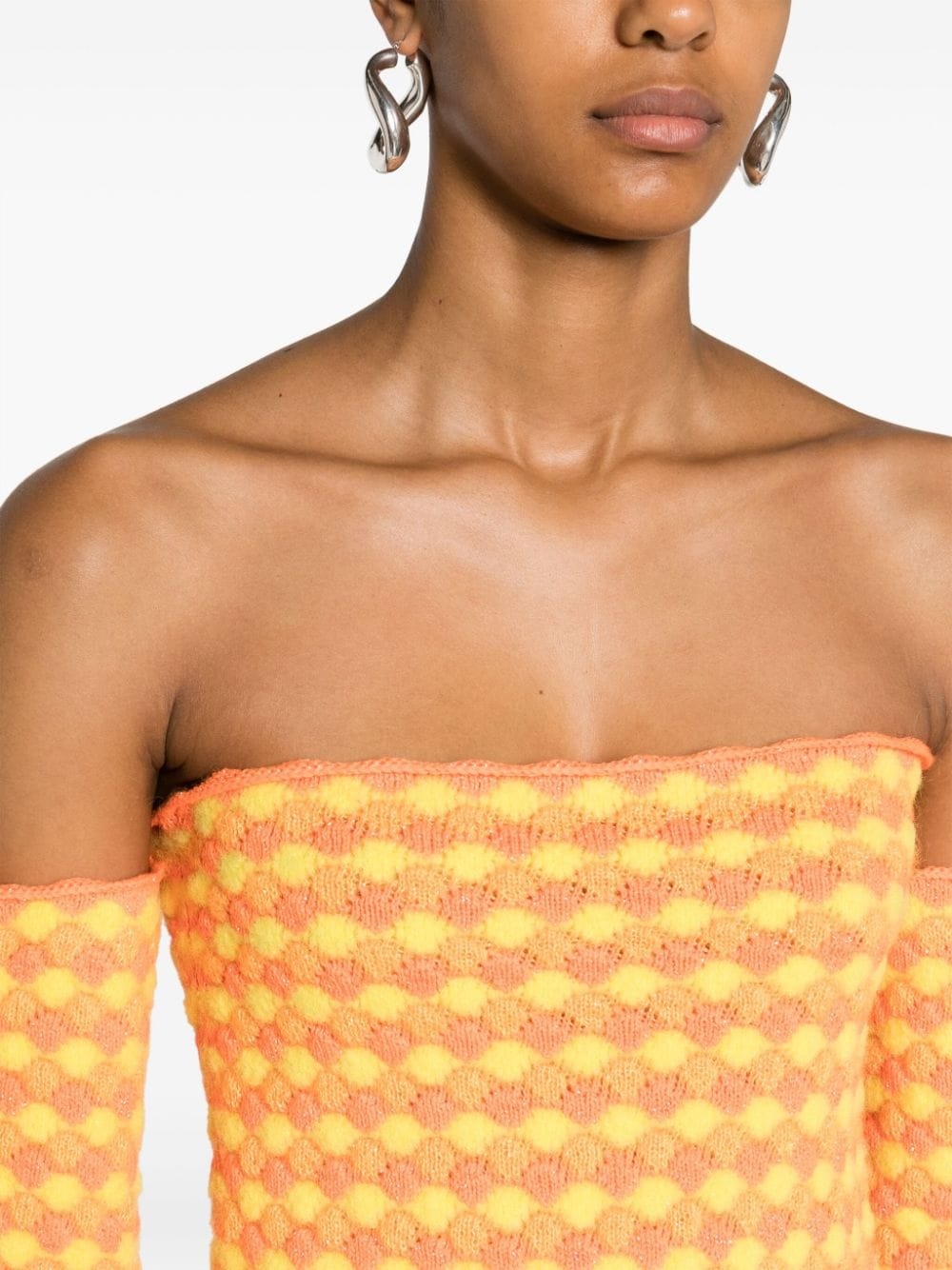 off-shoulder knitted top - 5