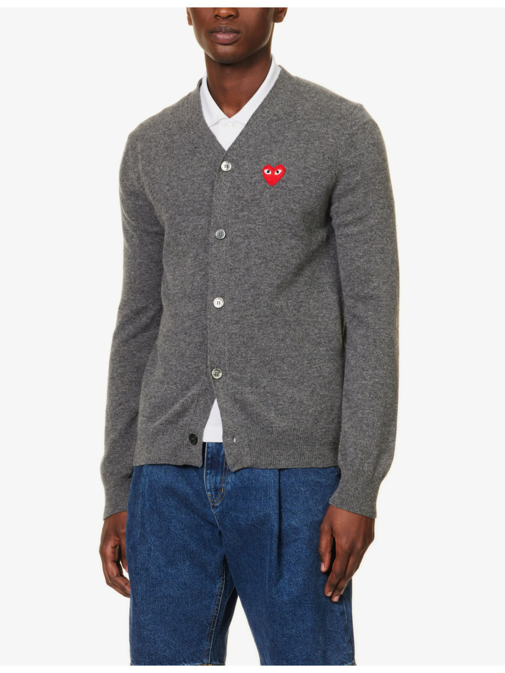 Logo-embroidered V-neck wool cardigan - 3