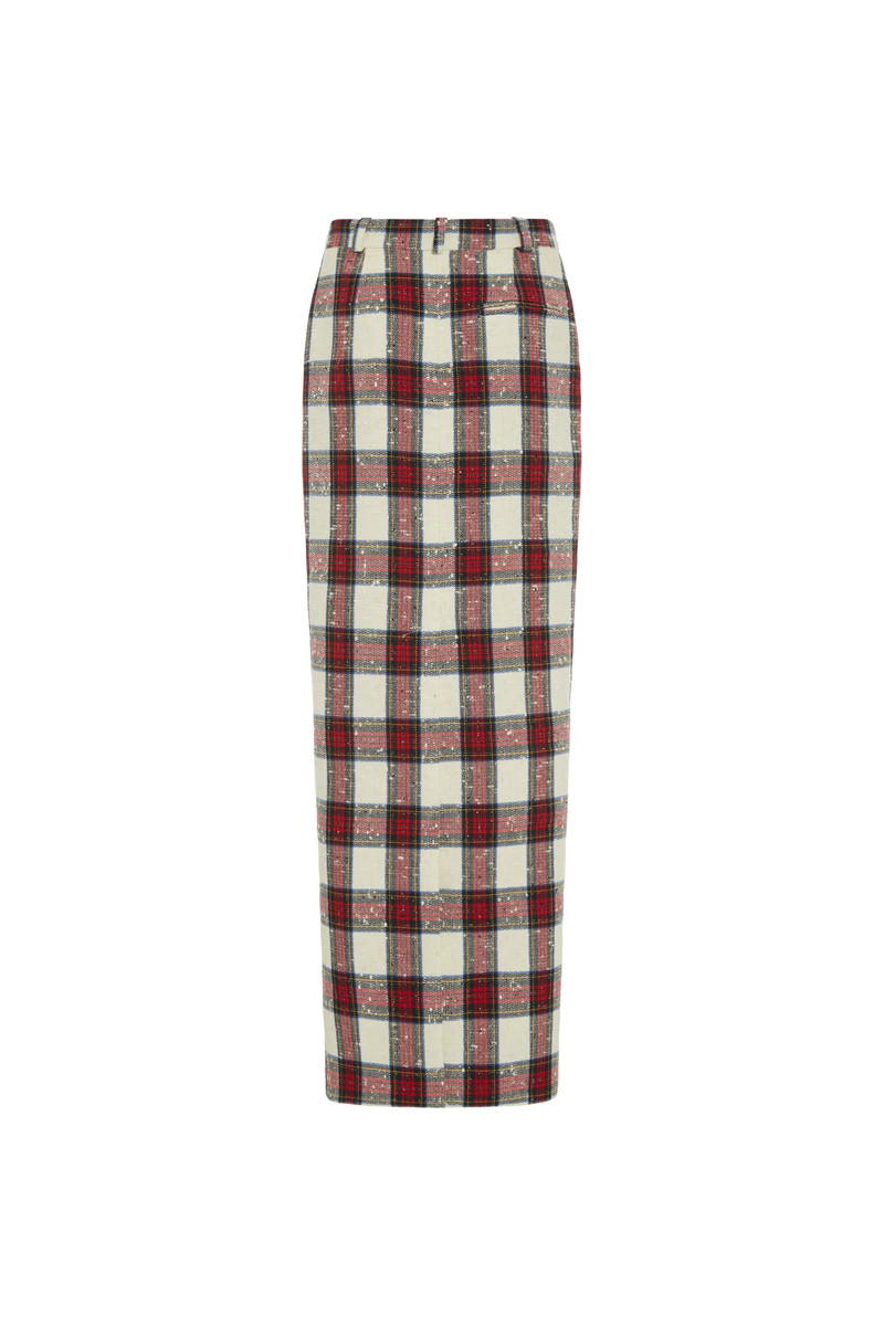 Alessandra Rich CHECKED LUREX WOOL LONG SKIRT outlook