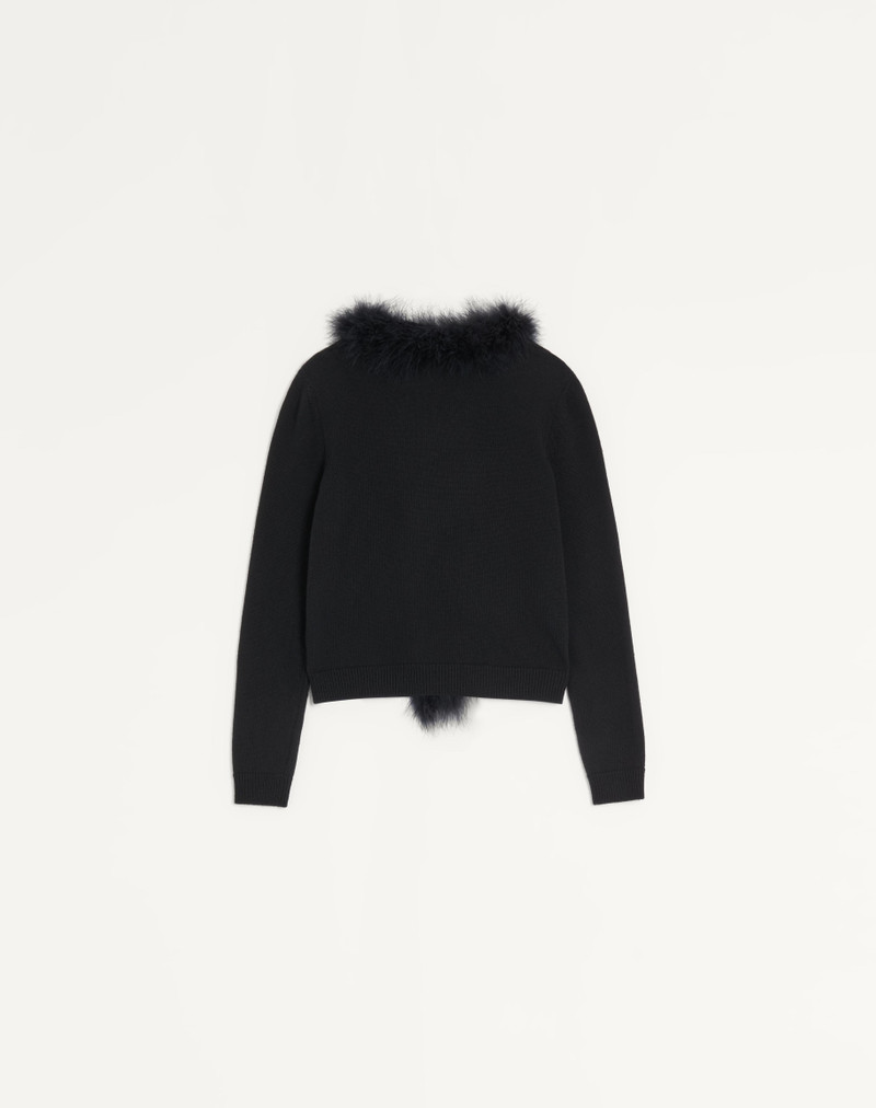 Valentino WOOL CARDIGAN WITH FEATHERS outlook