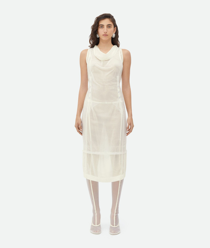 Double Layer Light Cotton And Nylon Midi Dress - 1