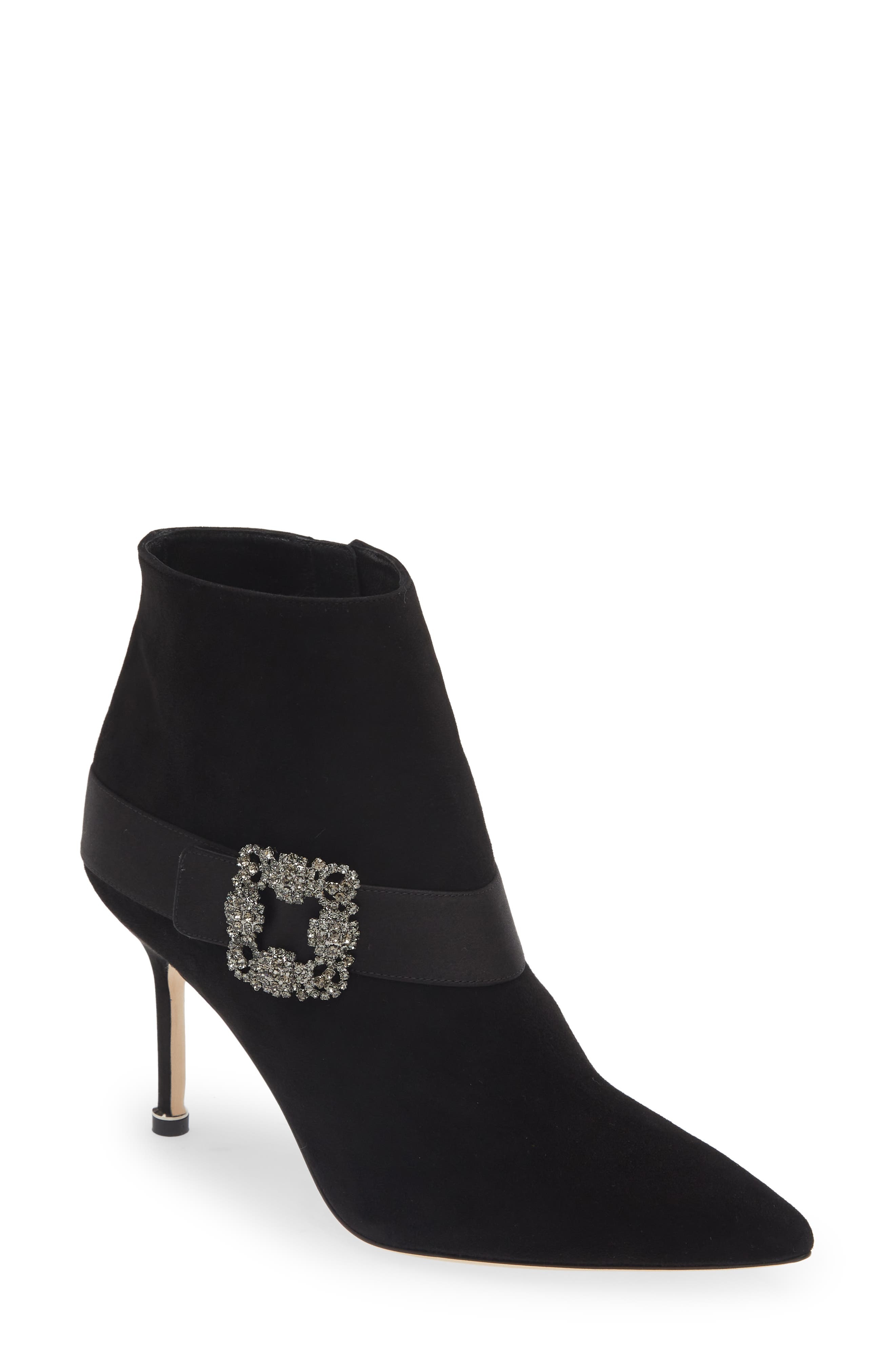 Plinianu Crystal Buckle Pointed Toe Bootie - 1