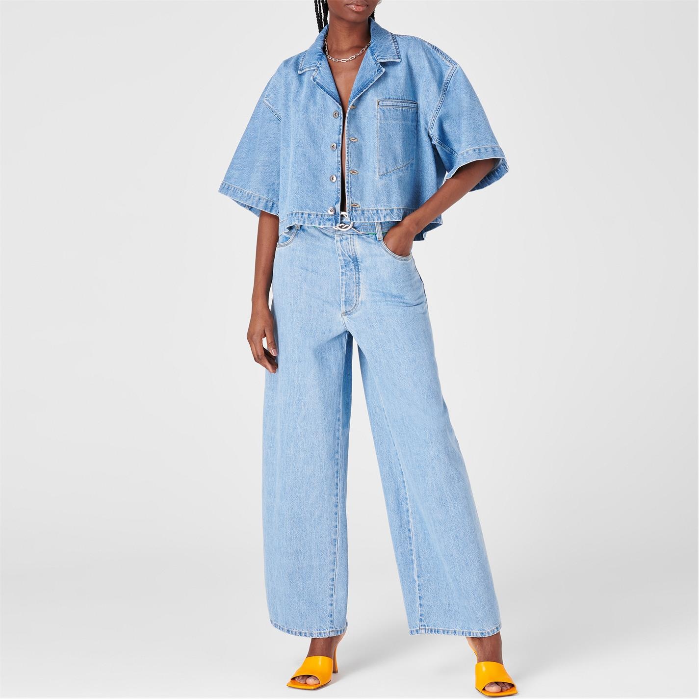 WIDE LEG LIGHT BLEACHED DENIM - 2