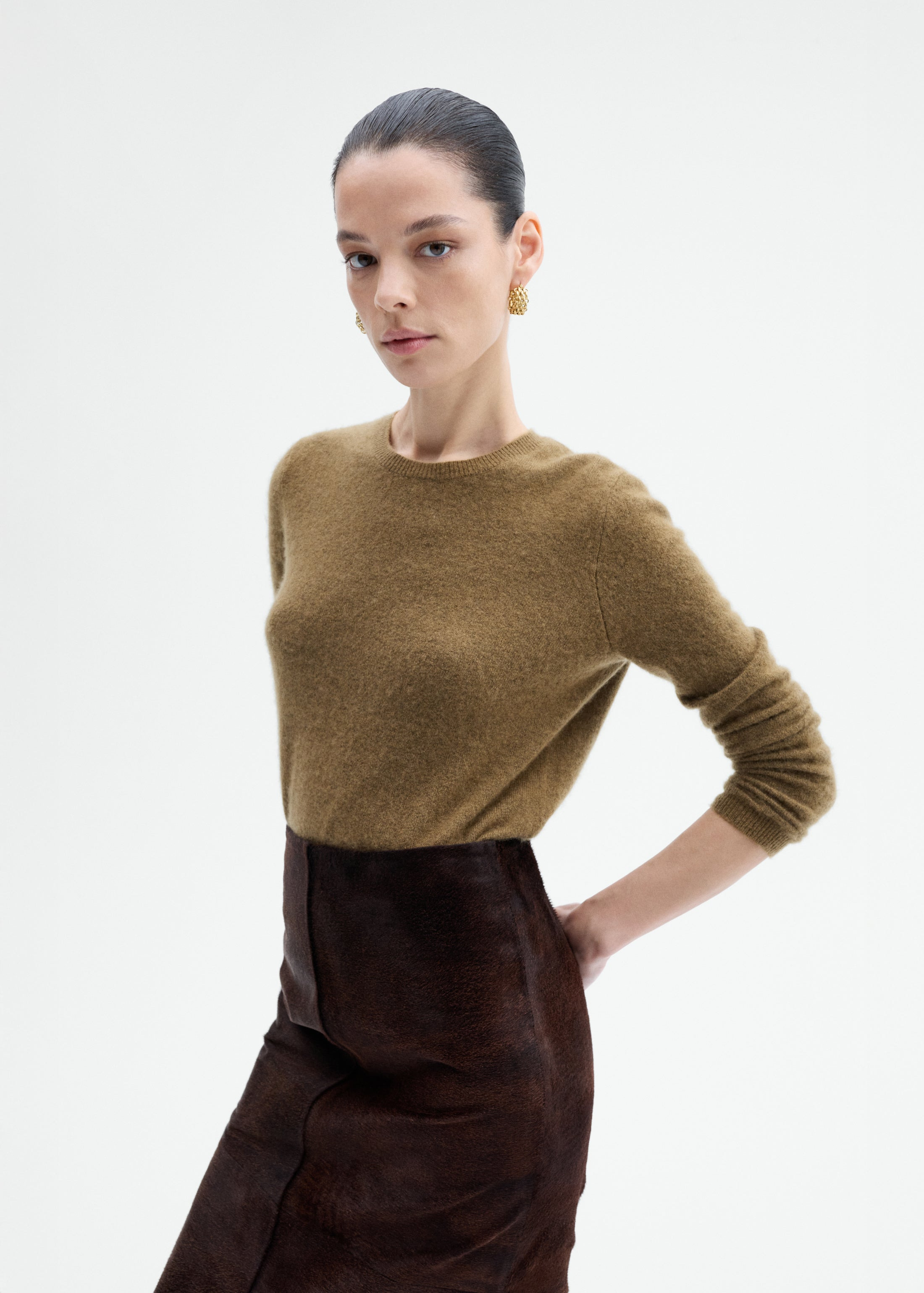 Long Sleeve Crew Sweater in Cashmere Silk - 2