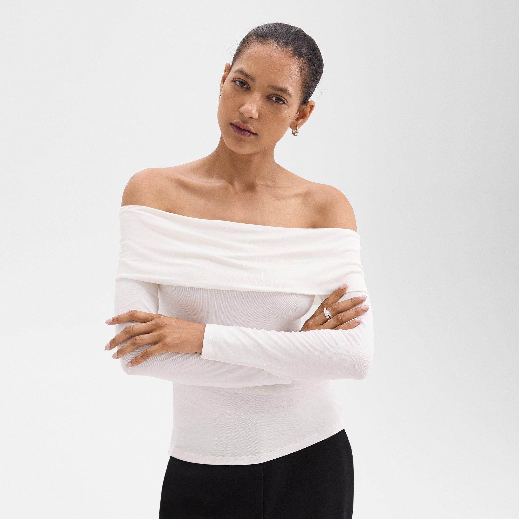 Off-the-Shoulder Top in Ribbed Viscose - 2