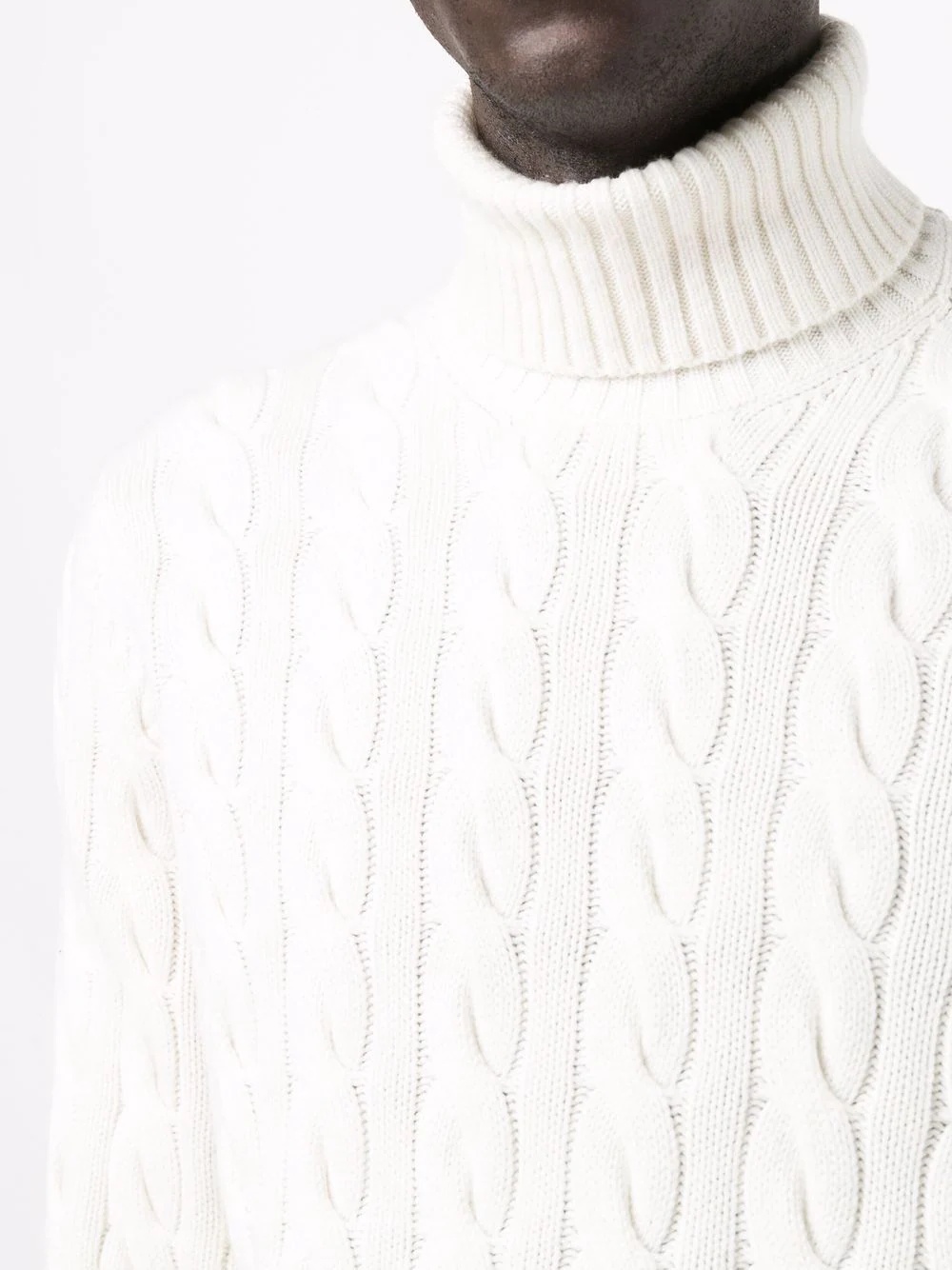 cable knit roll-neck jumper - 5