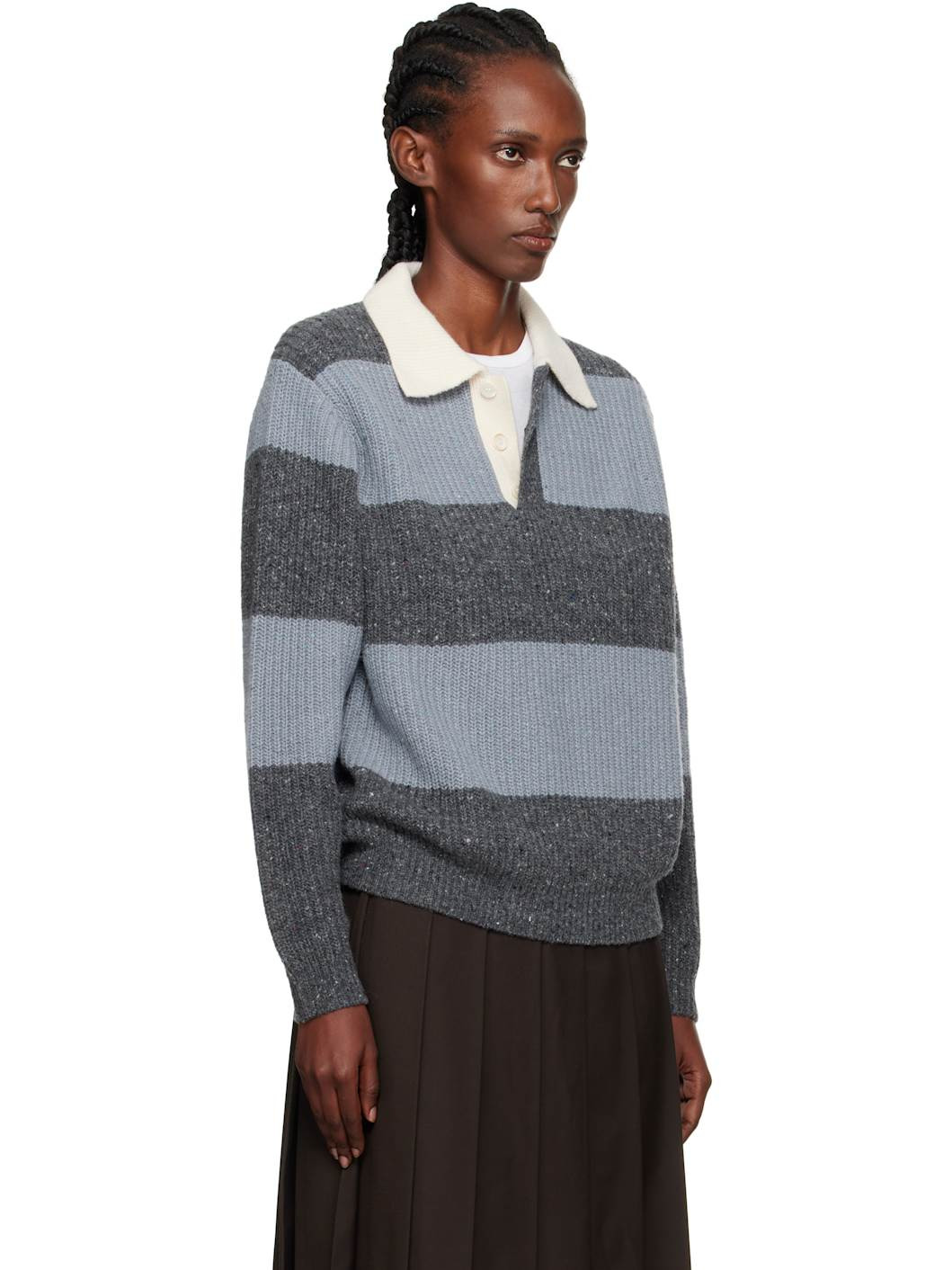 Blue & Gray Chunky Rugby Polo - 2