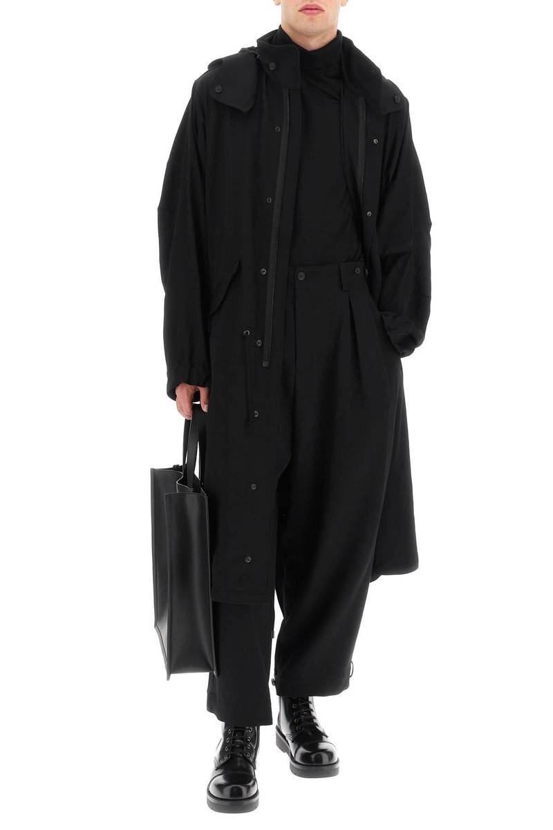 Yohji Yamamoto LIGHTWEIGHT WOOL HOODED COAT YOHJI YAMAMOTO outlook