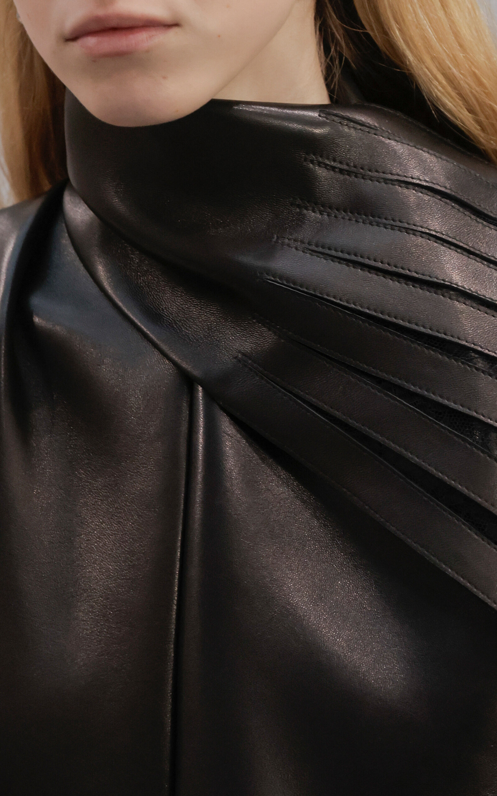 The Blythe Scarf-Detailed Leather Midi Dress black - 4