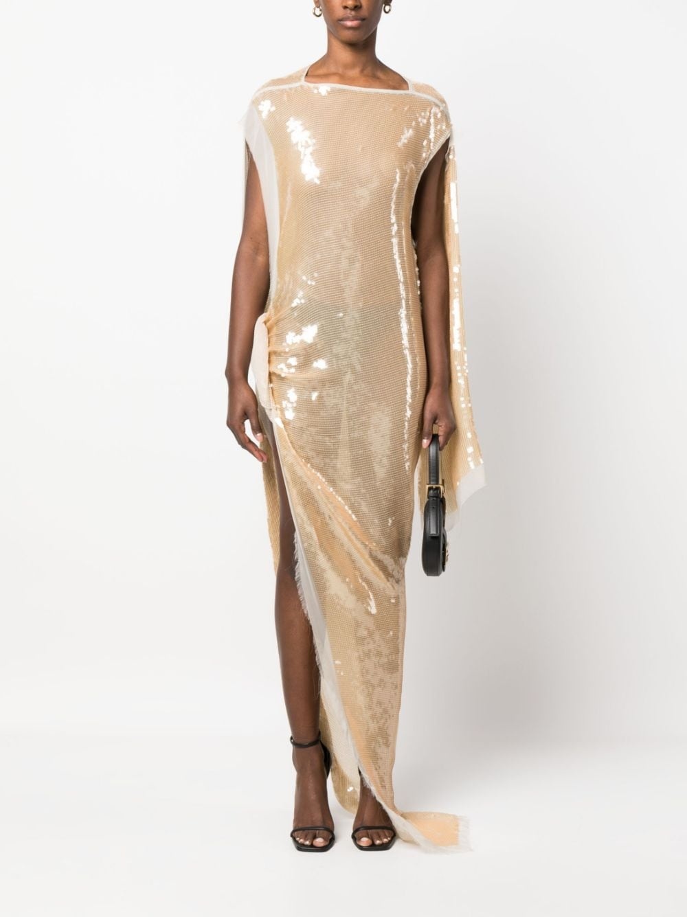 asymmetric sequinned chiffon maxi dress - 2