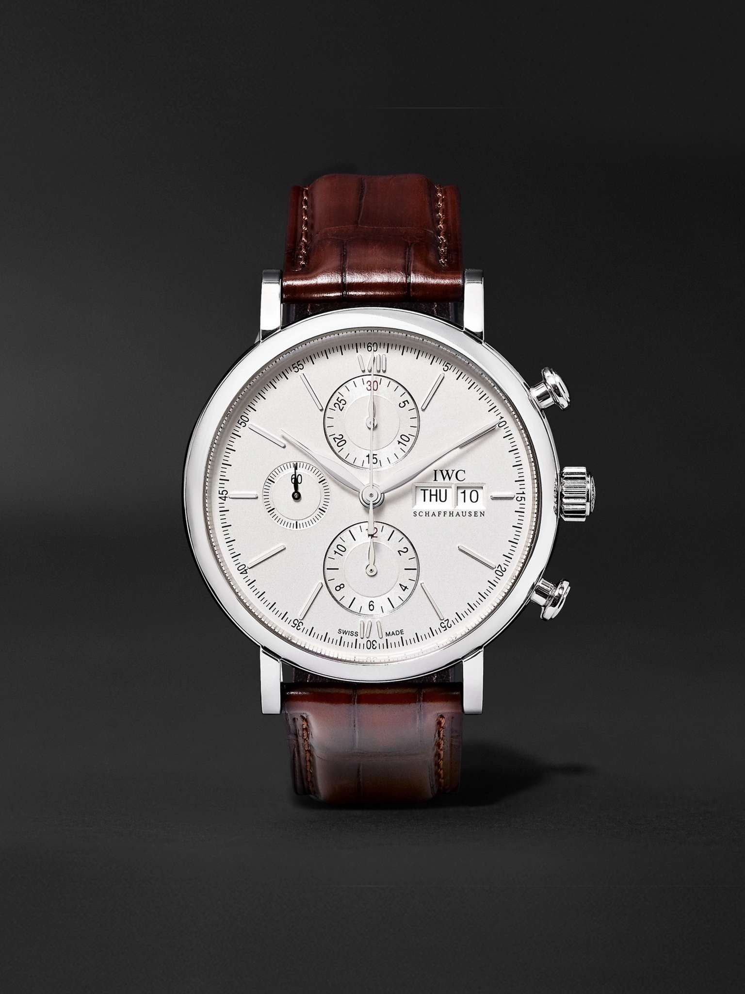 Portofino Automatic Chronograph 42mm Stainless Steel and Alligator Watch, Ref. No. IW391007 - 1