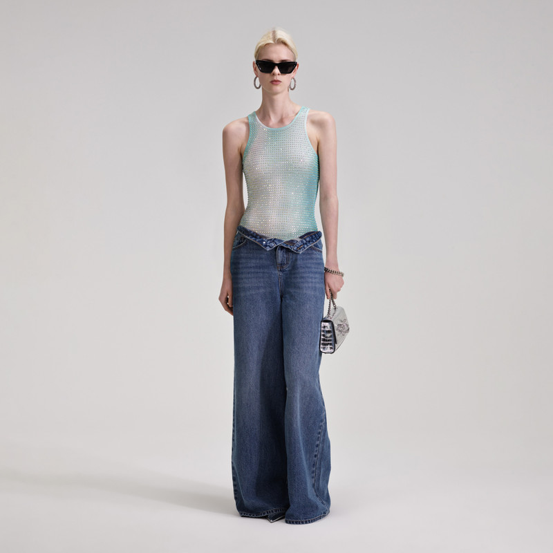 Green Contour Print Racer Top 1