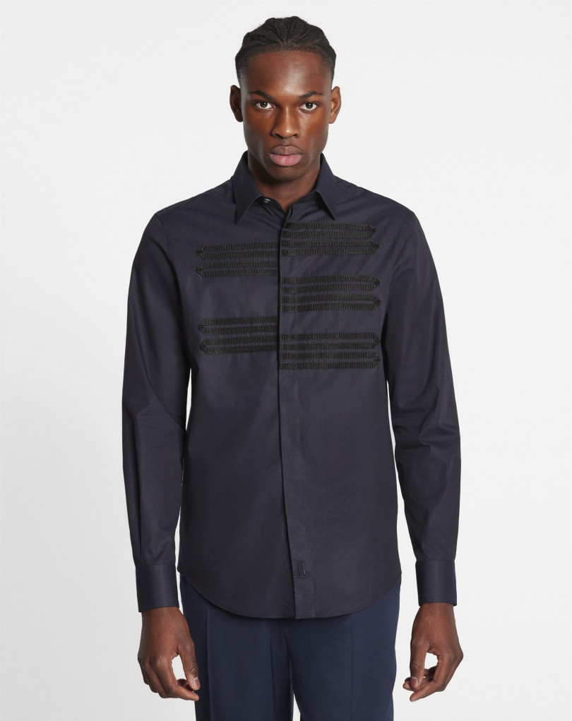 SHIRT WITH GROSGRAIN DETAILS - 3