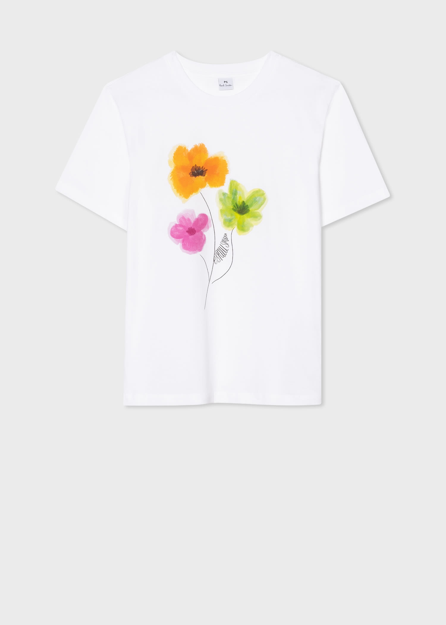 White 'Brushed Poppies' T-Shirt - 1
