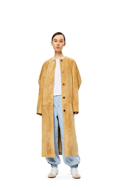 Loewe Raglan sleeve coat in suede outlook