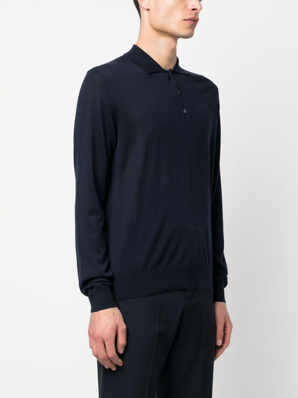 fine-knit long-sleeve polo shirt - 3