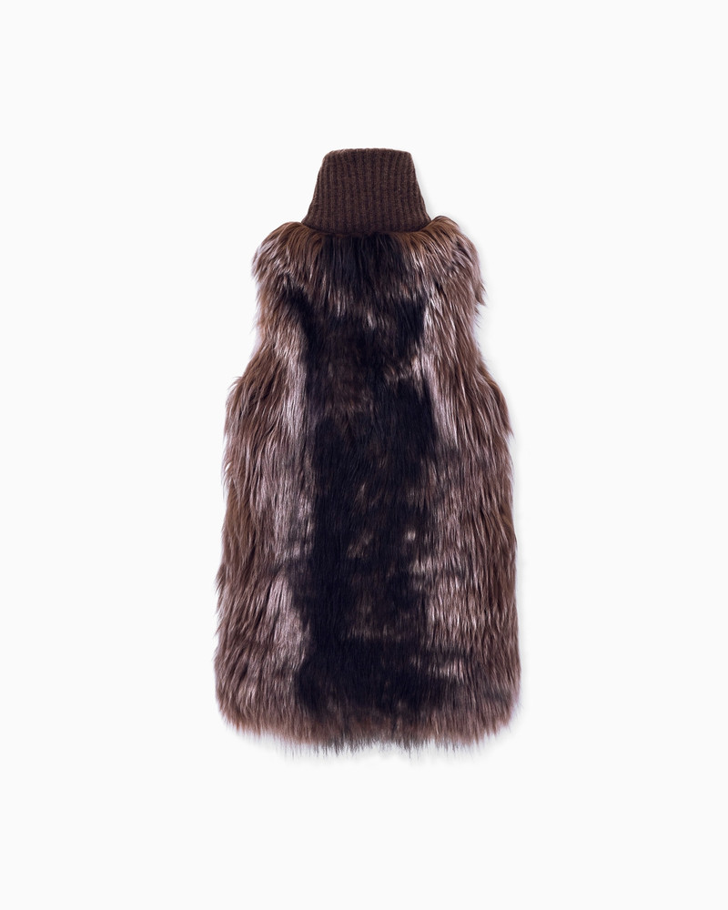 SHEARLING VEST WITH HIGH RIBBED CASHMERE COLLAR 3