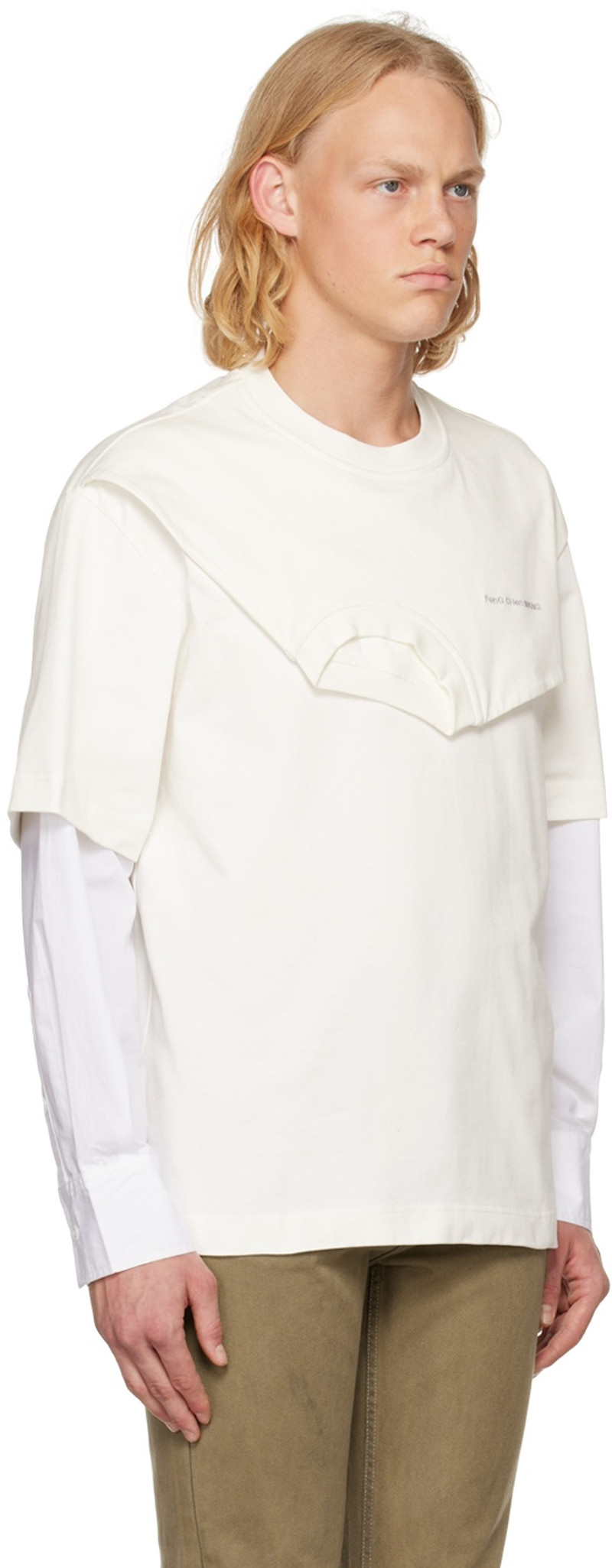 FENG CHEN WANG White Double Collar Long Sleeve T-Shirt outlook