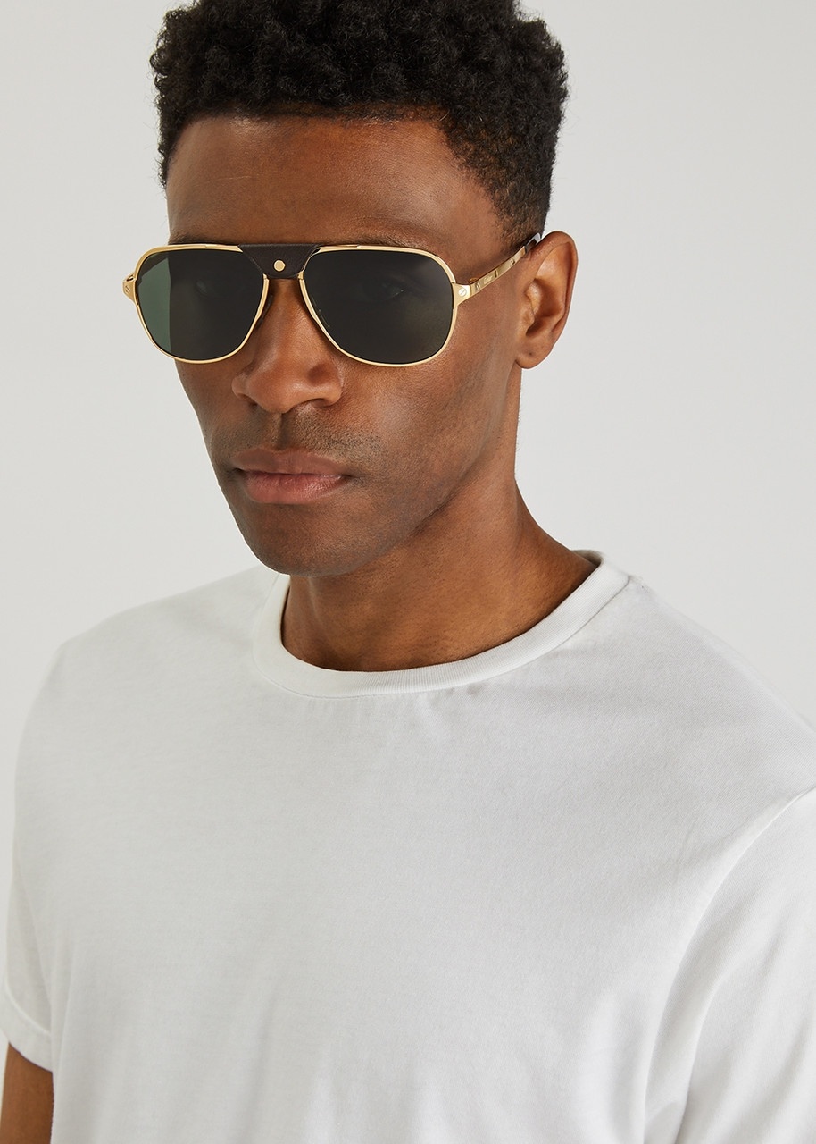 Cartier Santos De Cartier Gold-tone Aviator-style Sunglasses - 4