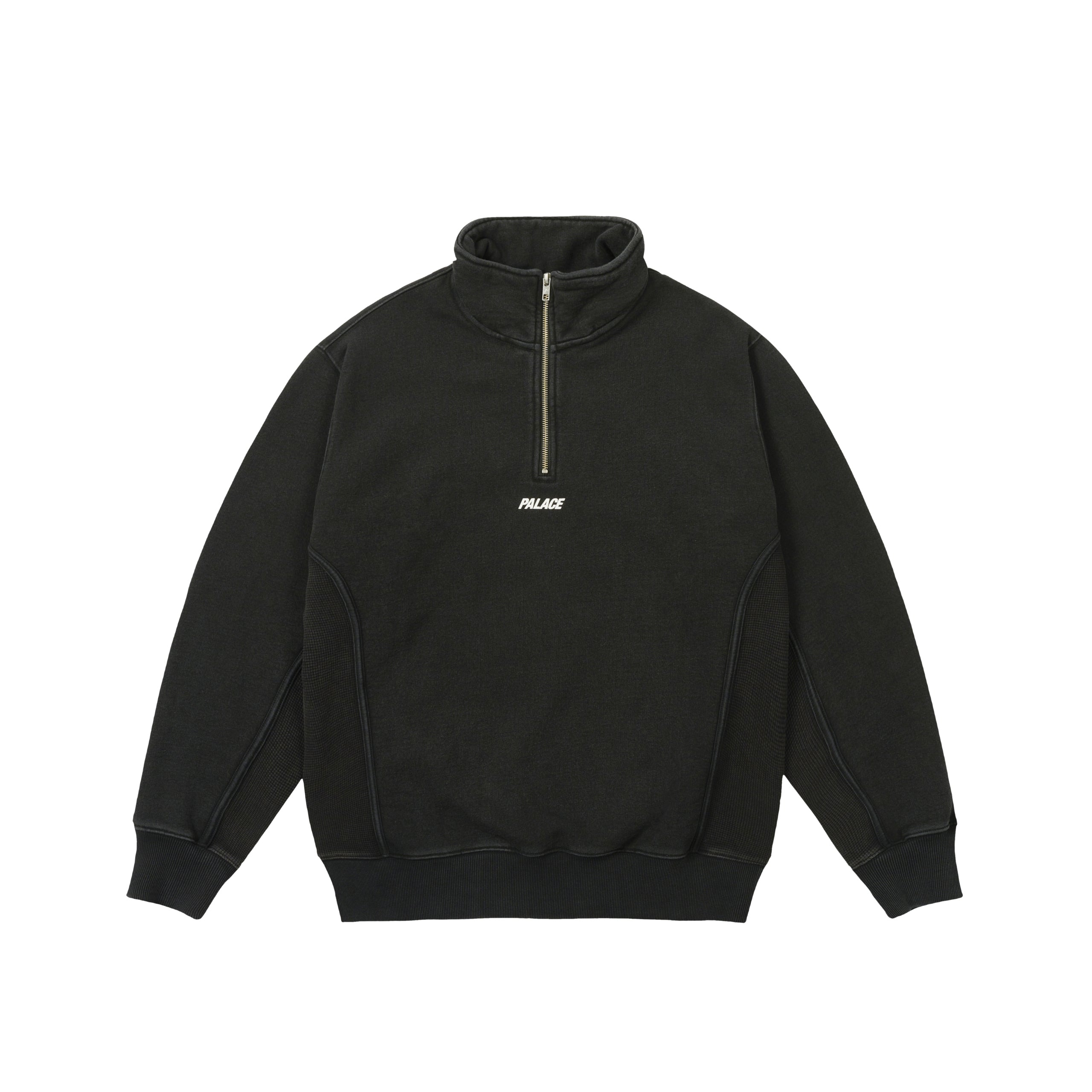 1/4 ZIP WASH OUT FUNNEL BLACK - 1