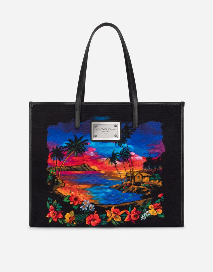 Printed canvas shopper - 1
