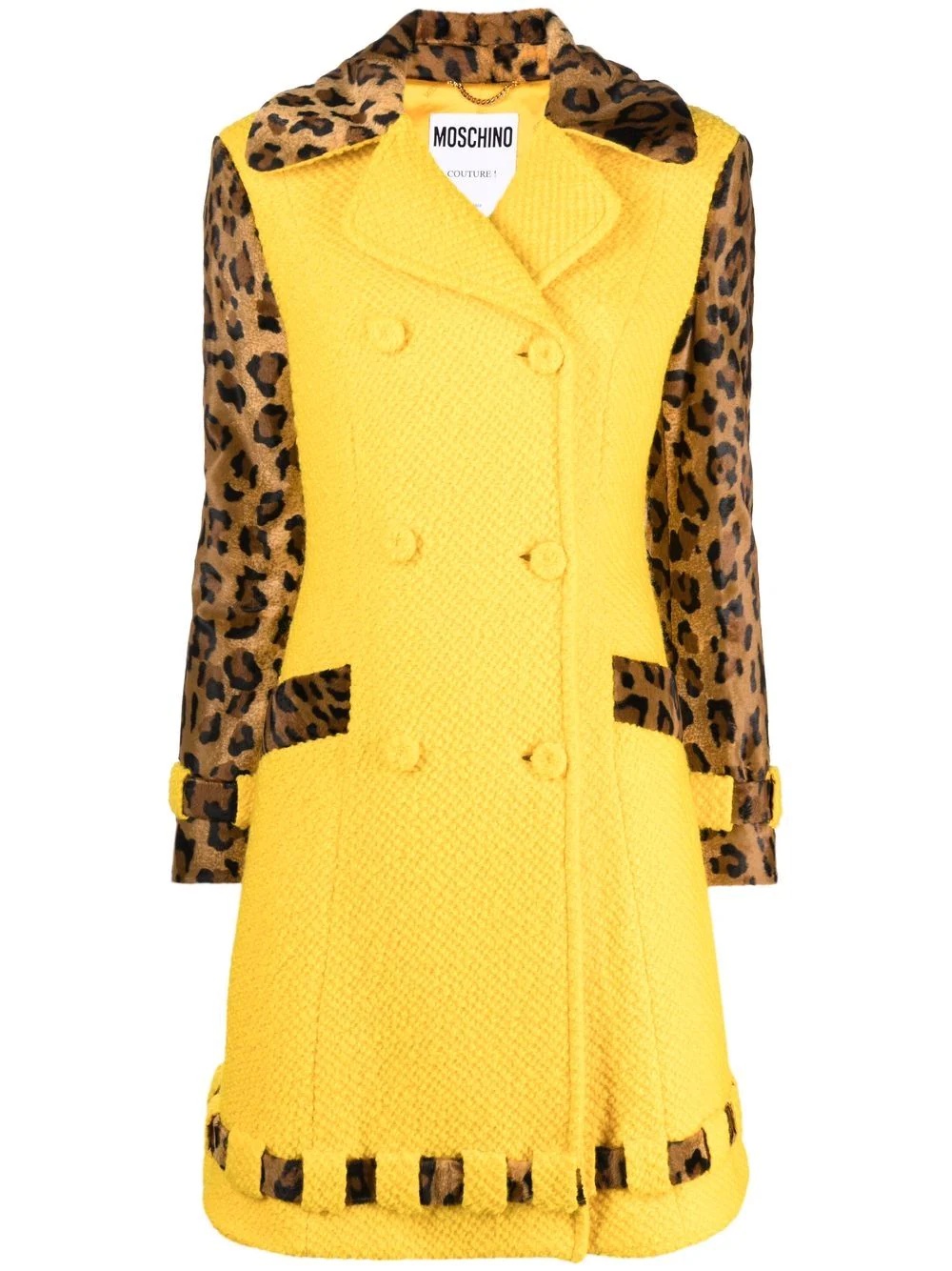 leopard-print bouclé double-breasted coat - 1